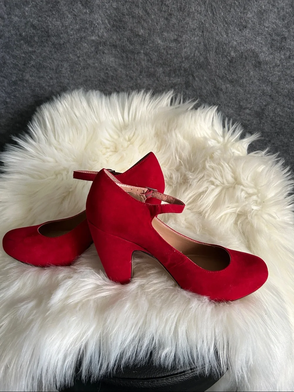 Crown Vintage Red Suede Mary Jane Pumps